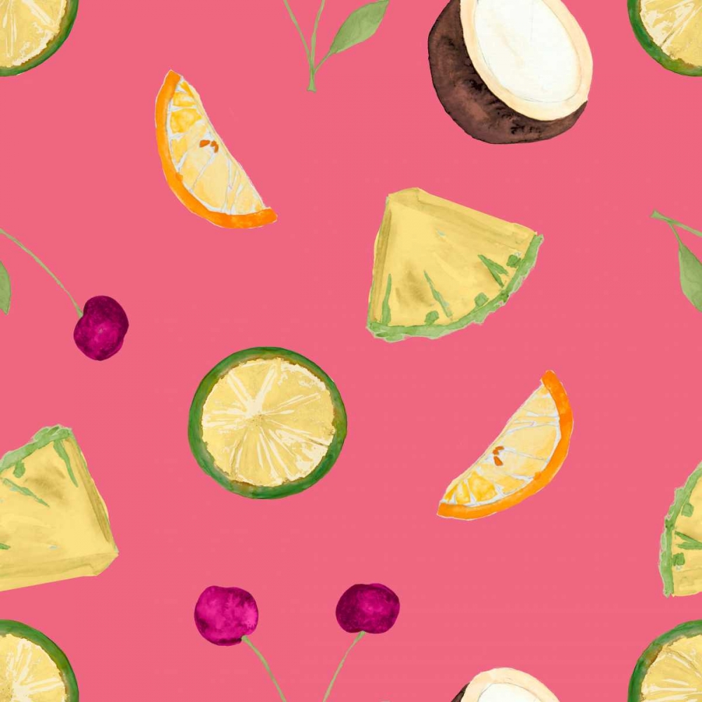 Cherries Pattern on Pink art print by Nola James for $57.95 CAD