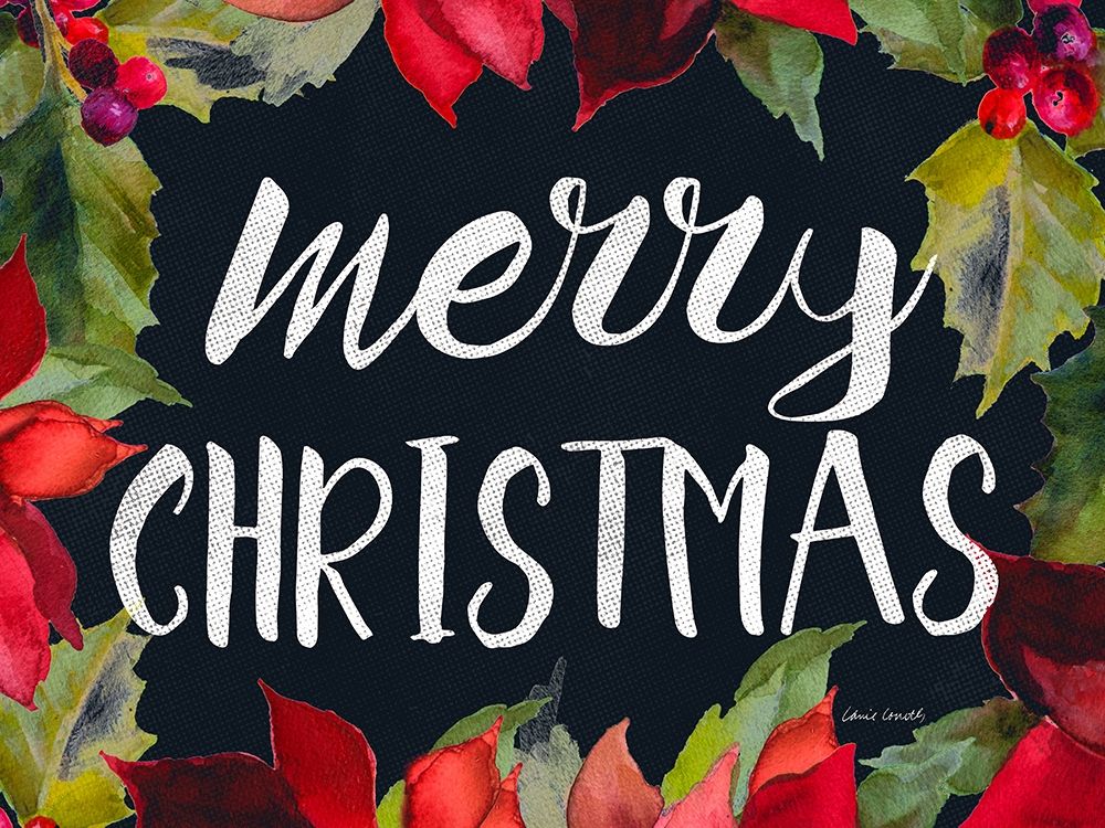 Poinsettias and Greetings I art print by Lanie Loreth for $57.95 CAD