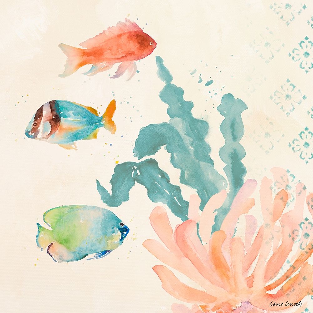 Tropical Teal Coral Medley I art print by Lanie Loreth for $57.95 CAD
