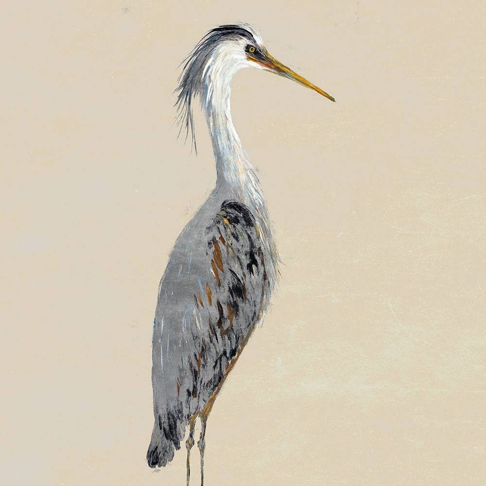 Heron on Tan I art print by Julie DeRice for $57.95 CAD
