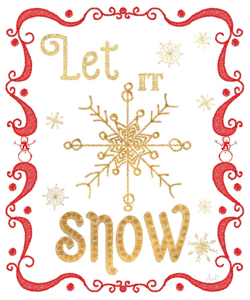 Gold and Red Christmas I art print by Andi Metz for $57.95 CAD