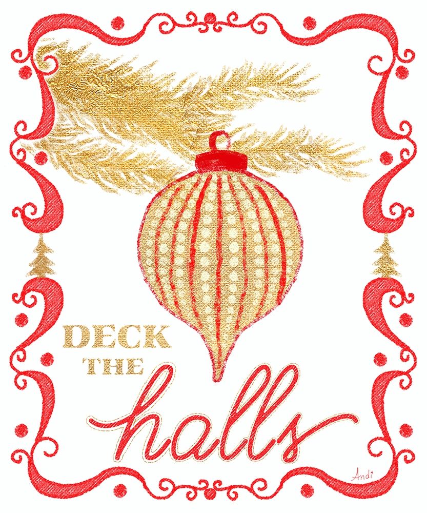 Gold and Red Christmas II art print by Andi Metz for $57.95 CAD