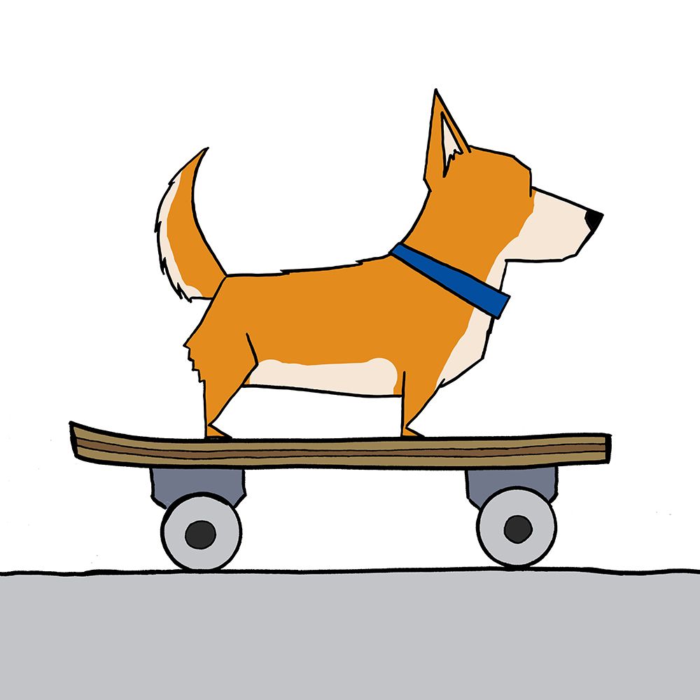 Handsome Fur Dog on Wheels art print by Hugo Edwins for $57.95 CAD
