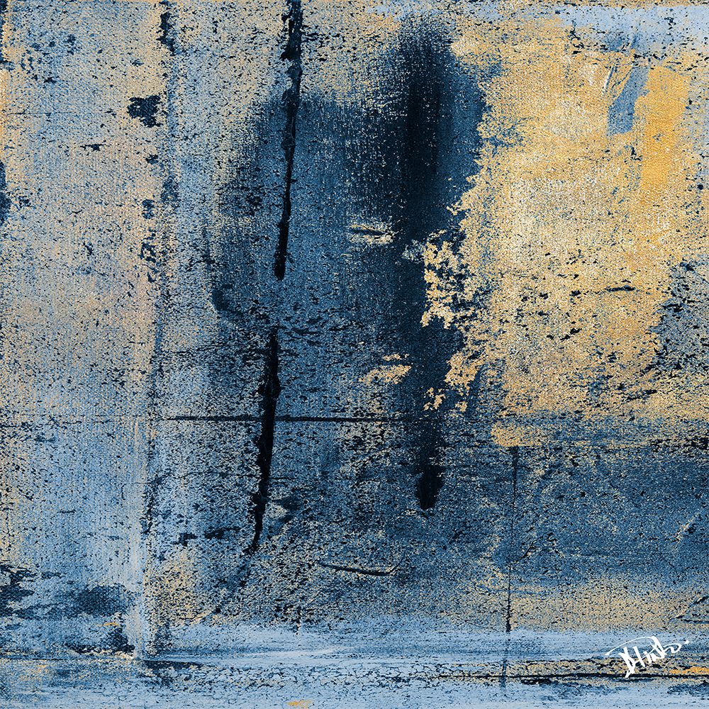 Gold on Blue Square I art print by Patricia Pinto for $57.95 CAD