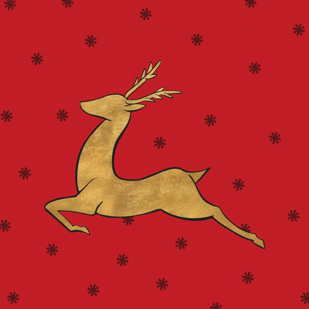 Golden Reindeer on Red art print by SD Graphics Studio for $57.95 CAD