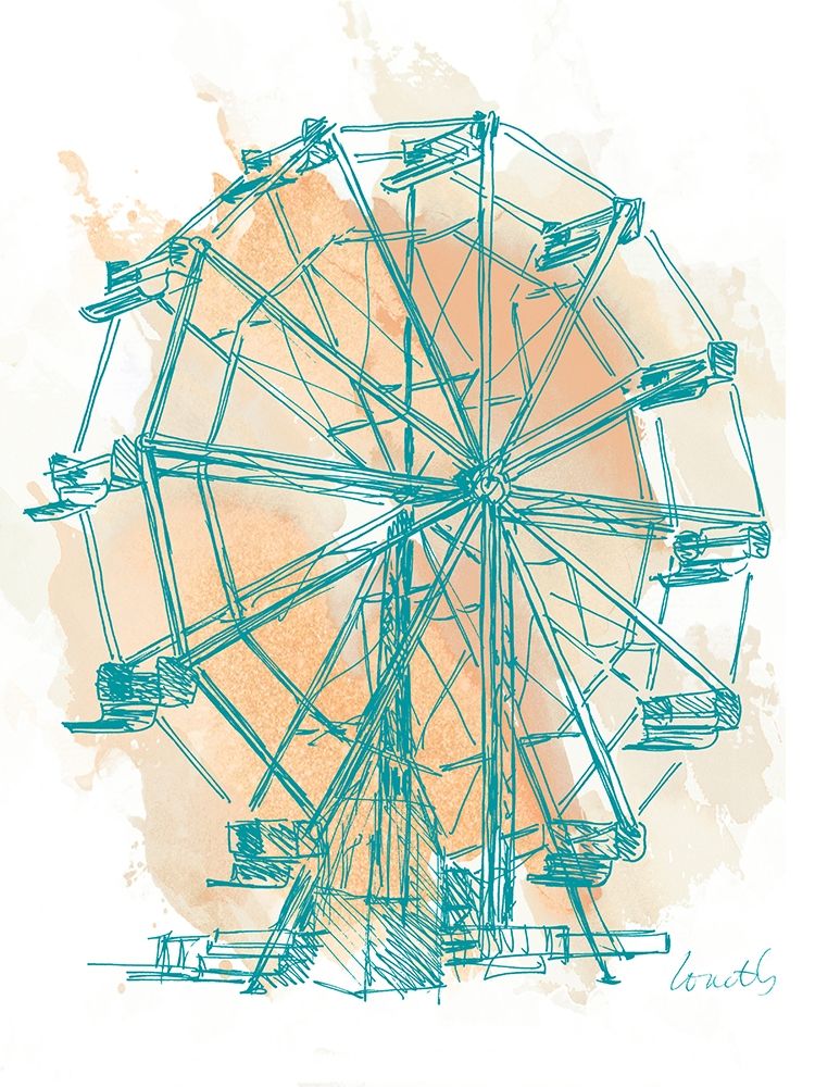 Teal Ferris Wheel I art print by Lanie Loreth for $57.95 CAD