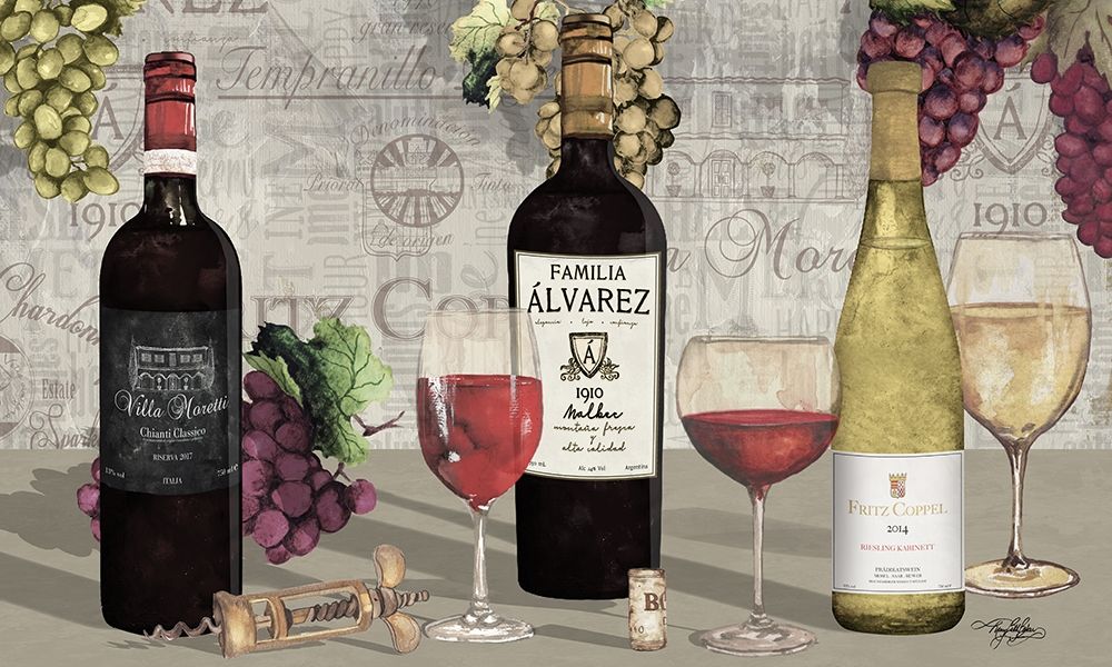 Uncork Wine Trio I art print by Mary Beth Baker for $57.95 CAD