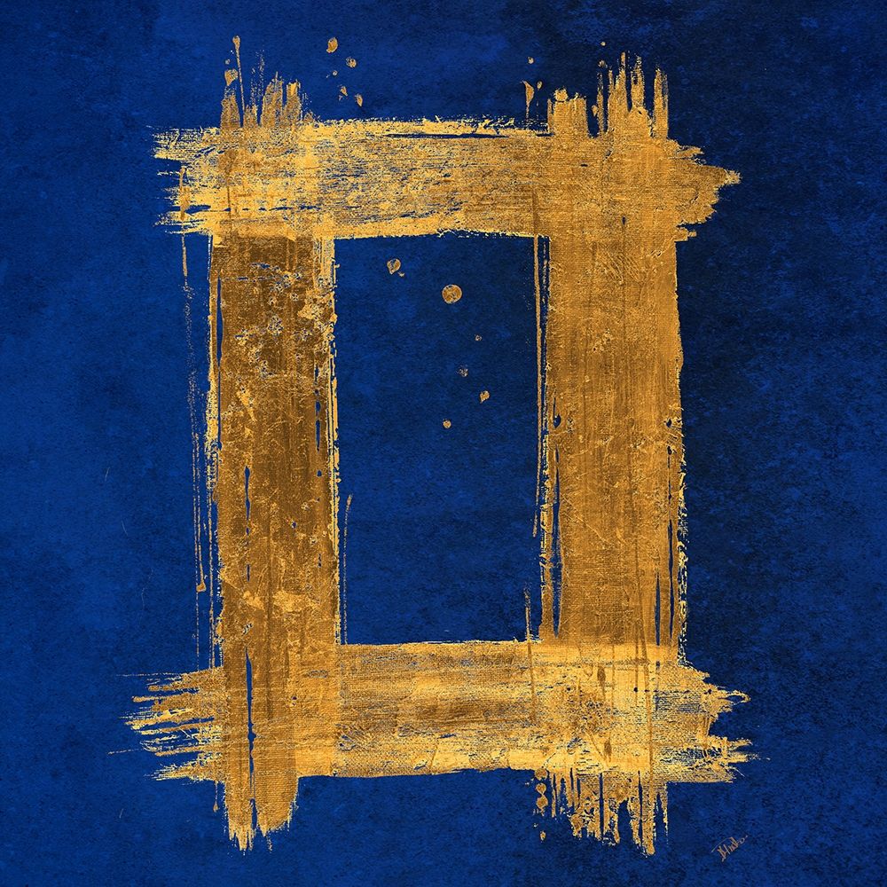 Gold Rectangle on Blue art print by Patricia Pinto for $57.95 CAD