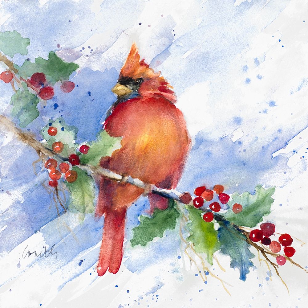 Cardinal on Holly Branch art print by Lanie Loreth for $57.95 CAD