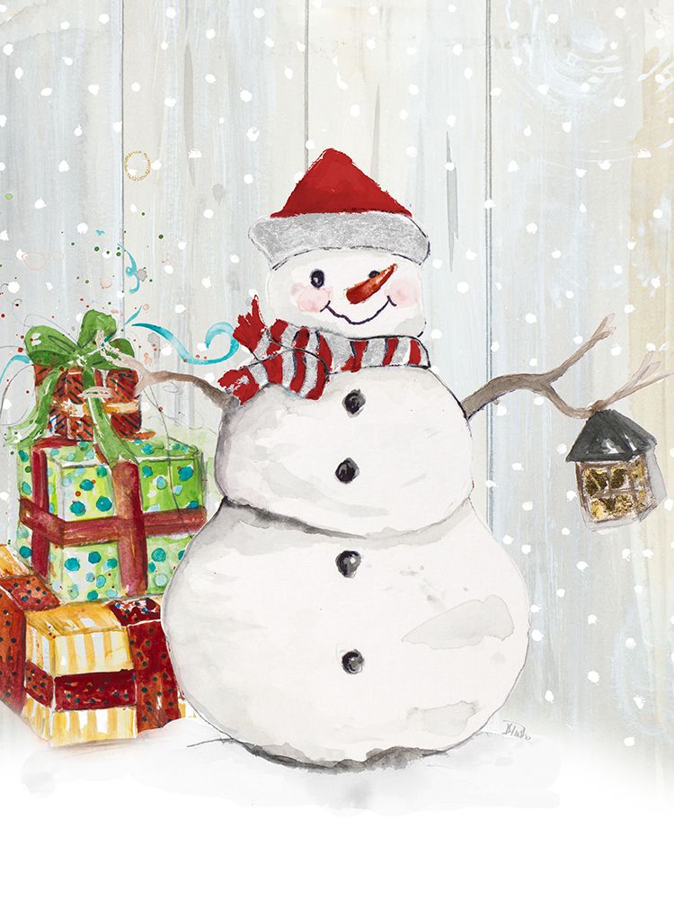 Snowman and Presents art print by Patricia Pinto for $57.95 CAD