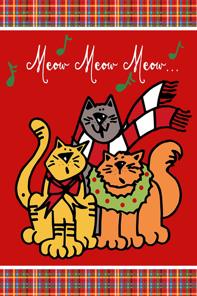 Christmas Cat Jingles on Red Plaid art print by Deidre Mosher for $57.95 CAD