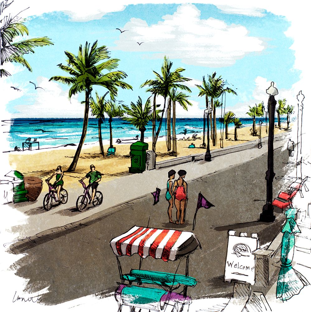 Boardwalk Scene in Color II art print by Lanie Loreth for $57.95 CAD
