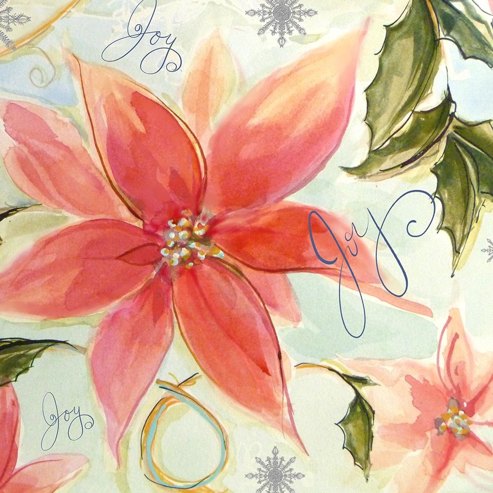 Joy Watercolor Poinsettia art print by Diannart for $57.95 CAD