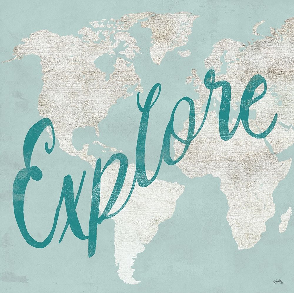Teal Discover Map I art print by Elizabeth Medley for $57.95 CAD