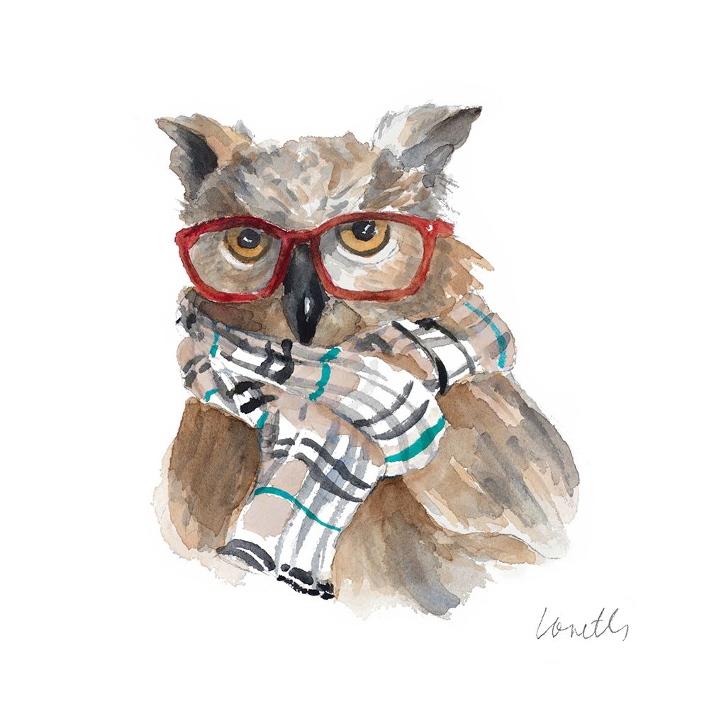 Owl in Scarf and Glasses art print by Lanie Loreth for $57.95 CAD