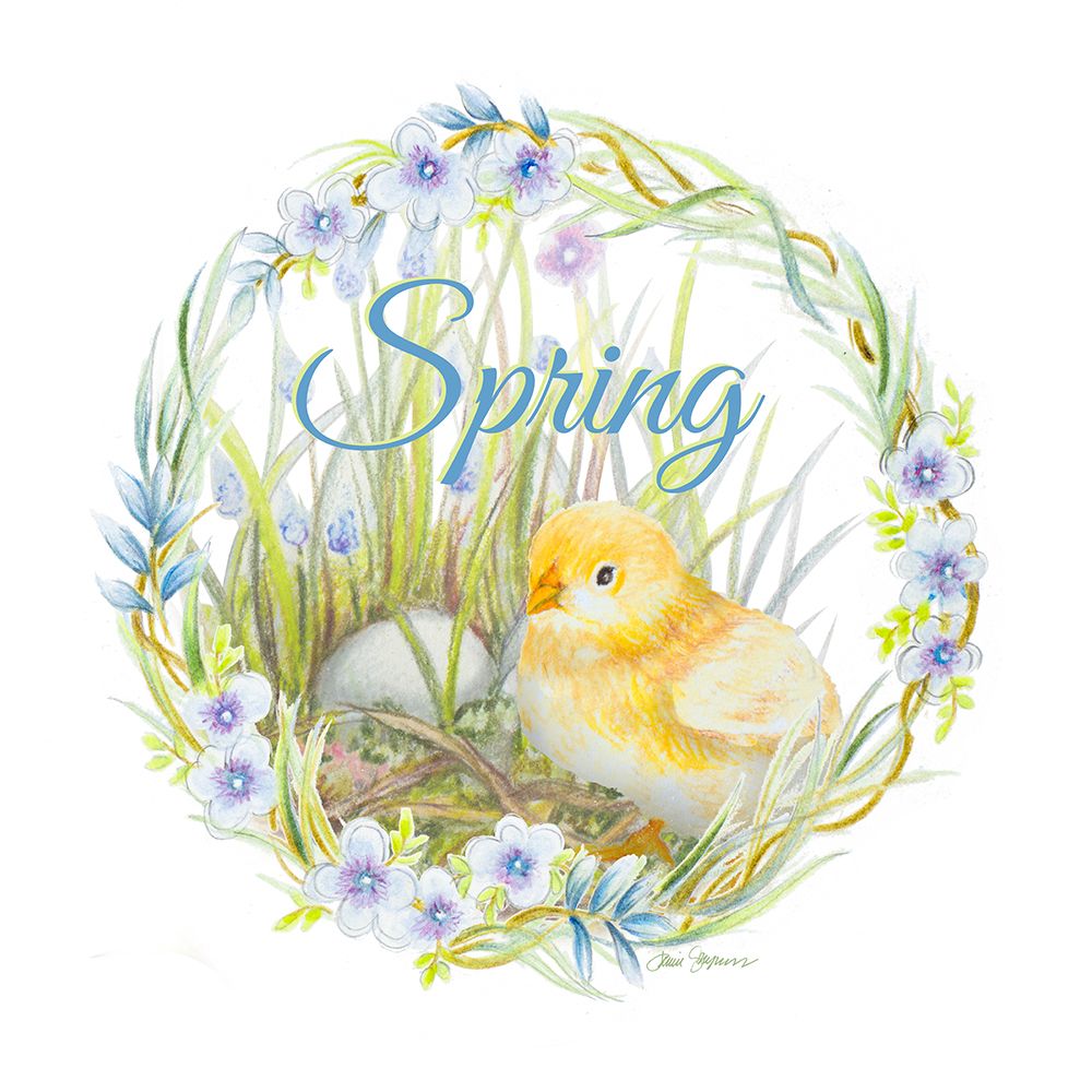 Chick And Wreath I art print by Janice Gaynor for $57.95 CAD