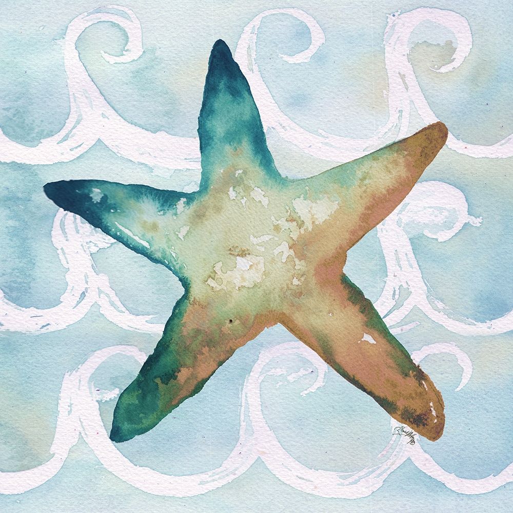 Sea Creatures on Waves I art print by Elizabeth Medley for $57.95 CAD