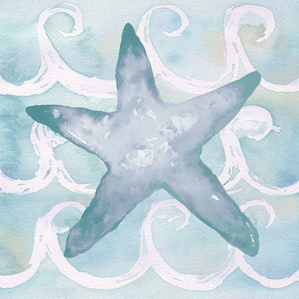 Azure Sea Creatures I art print by Elizabeth Medley for $57.95 CAD