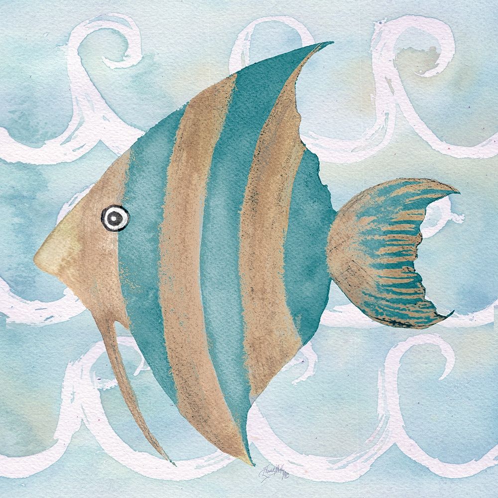 Sea Creatures on Waves IV art print by Elizabeth Medley for $57.95 CAD