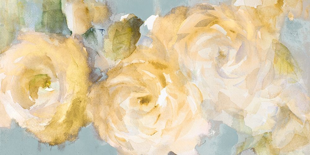 Yellow Blooms on Blue art print by Lanie Loreth for $57.95 CAD