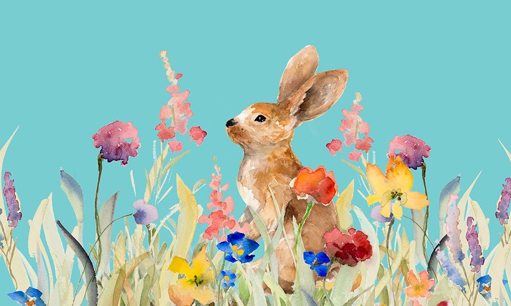 Amongst the Flowers on Teal I art print by Lanie Loreth for $57.95 CAD