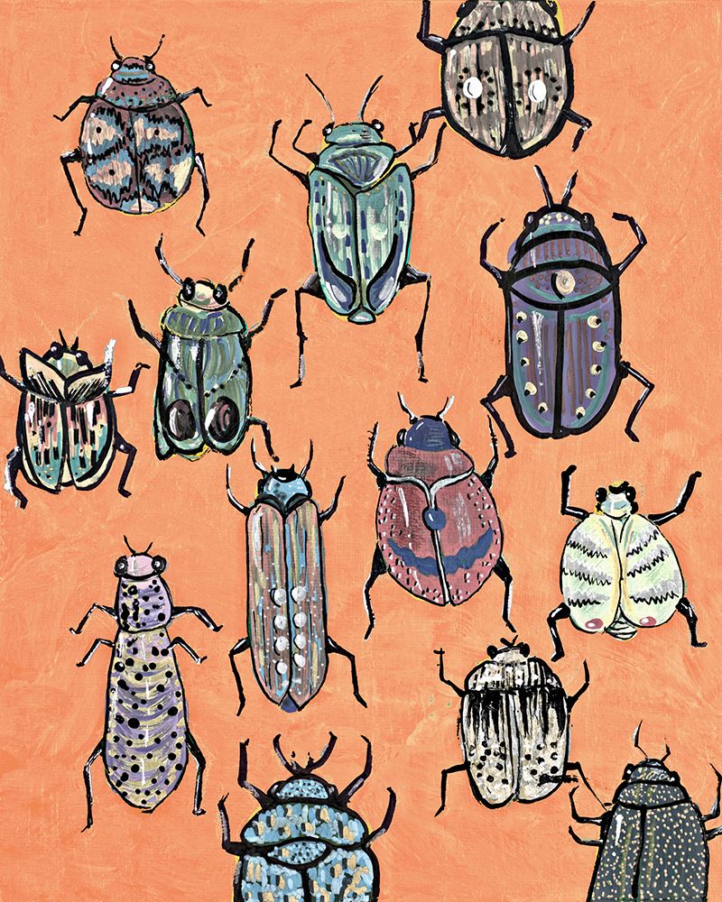 Bugs on Orange art print by Nola James for $57.95 CAD