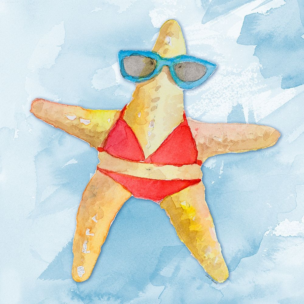 Red Bikini Starfish on Watercolor art print by Lanie Loreth for $57.95 CAD