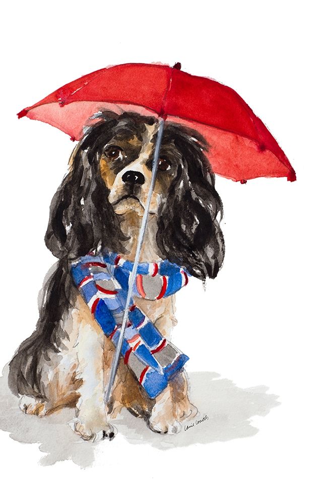 King Charles Spaniel In The Rain art print by Lanie Loreth for $57.95 CAD