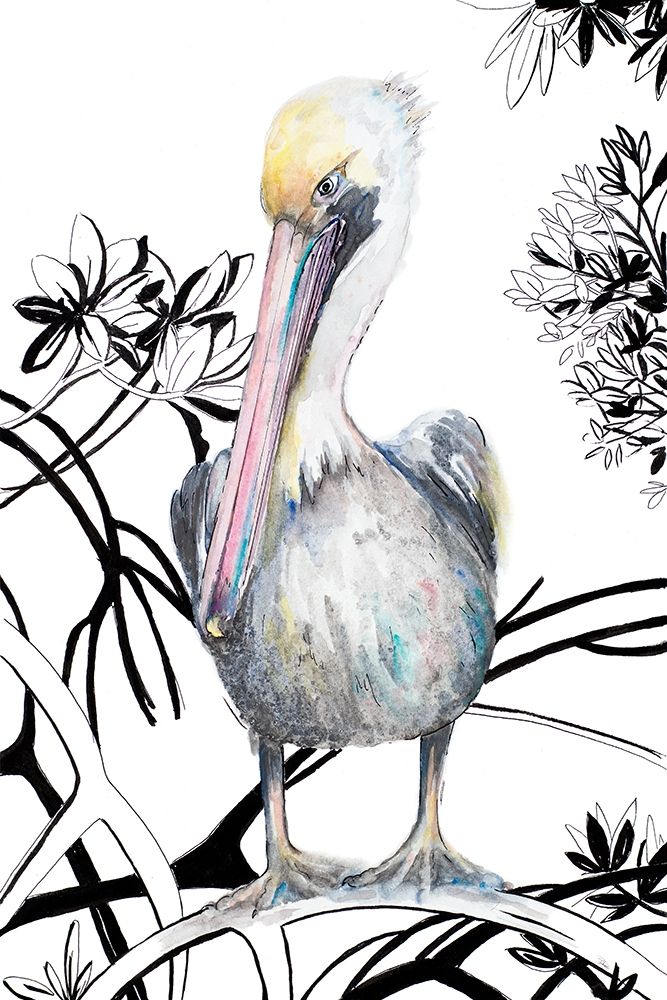 Pelican on Branch I art print by Patricia Pinto for $57.95 CAD