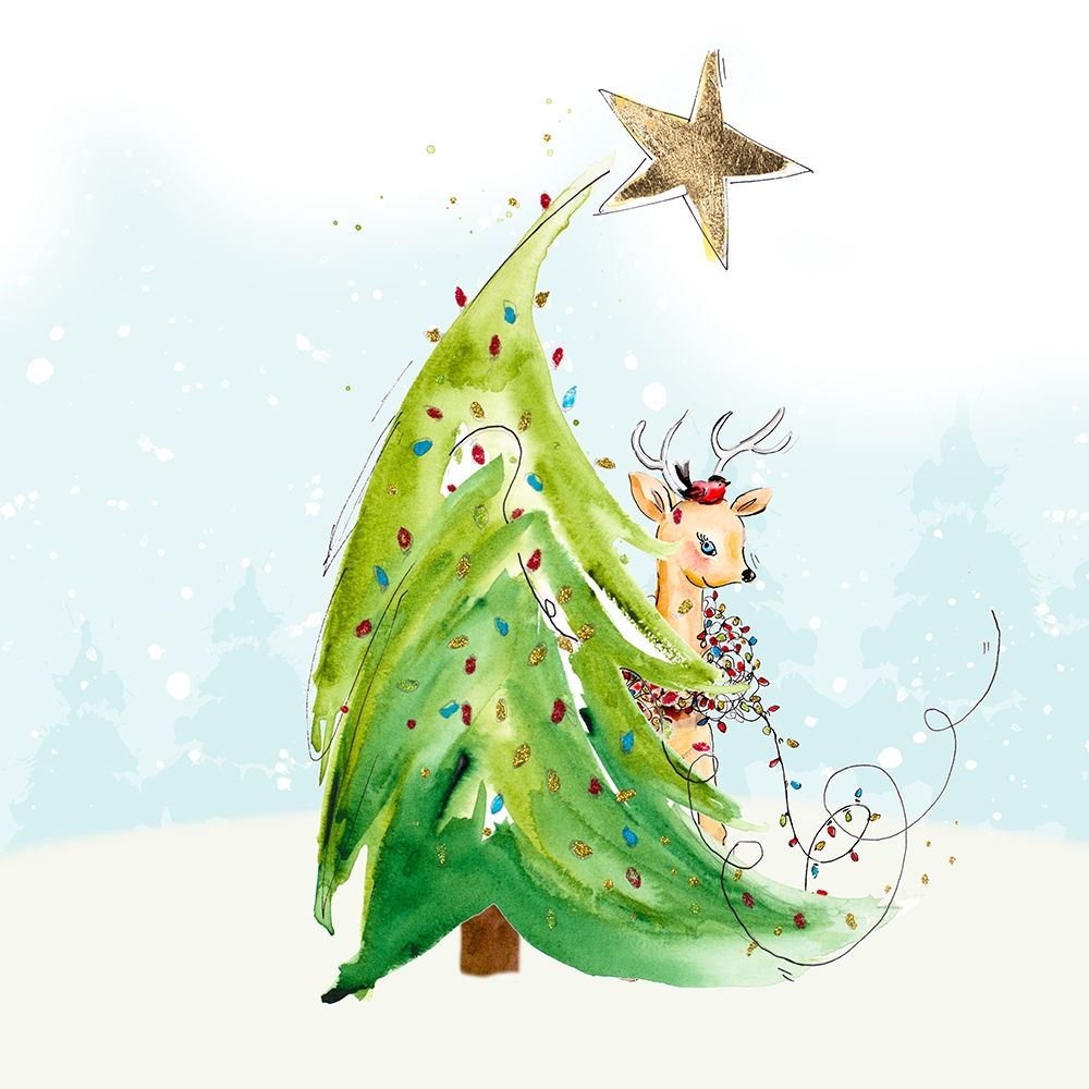 Whimsical Tree and Reindeer art print by Patricia Pinto for $57.95 CAD