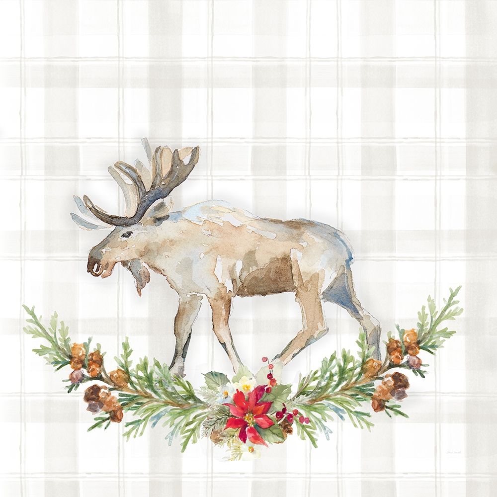 Holiday Woodland Garland on Plaid I art print by Lanie Loreth for $57.95 CAD