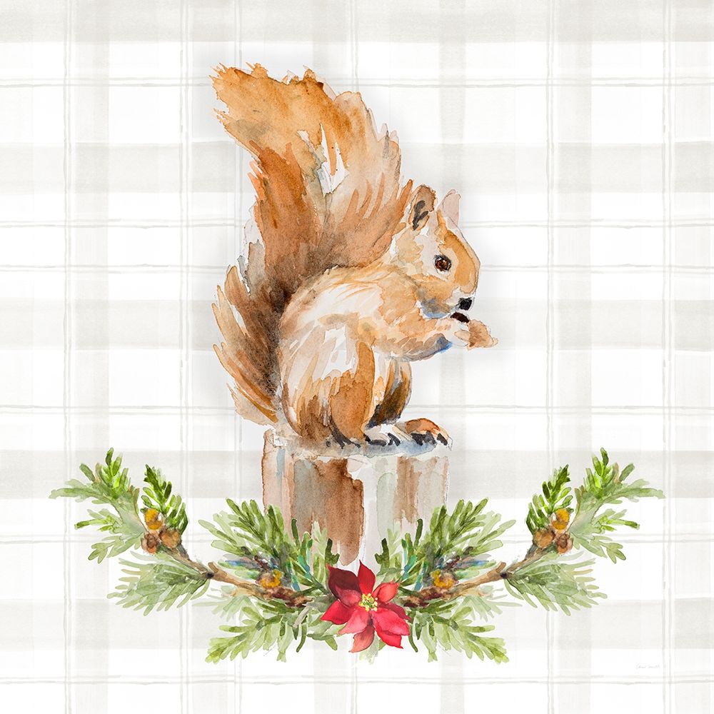 Holiday Woodland Garland on Plaid III art print by Lanie Loreth for $57.95 CAD