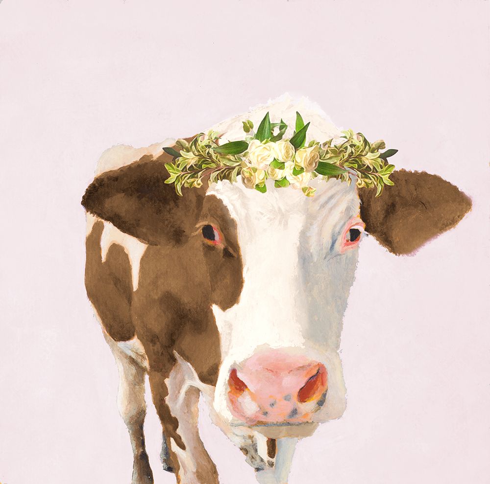 Floral Crown Cow art print by Jenny Green for $57.95 CAD