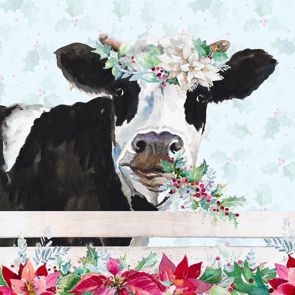 Holiday Crazy Cow art print by Patricia Pinto for $57.95 CAD