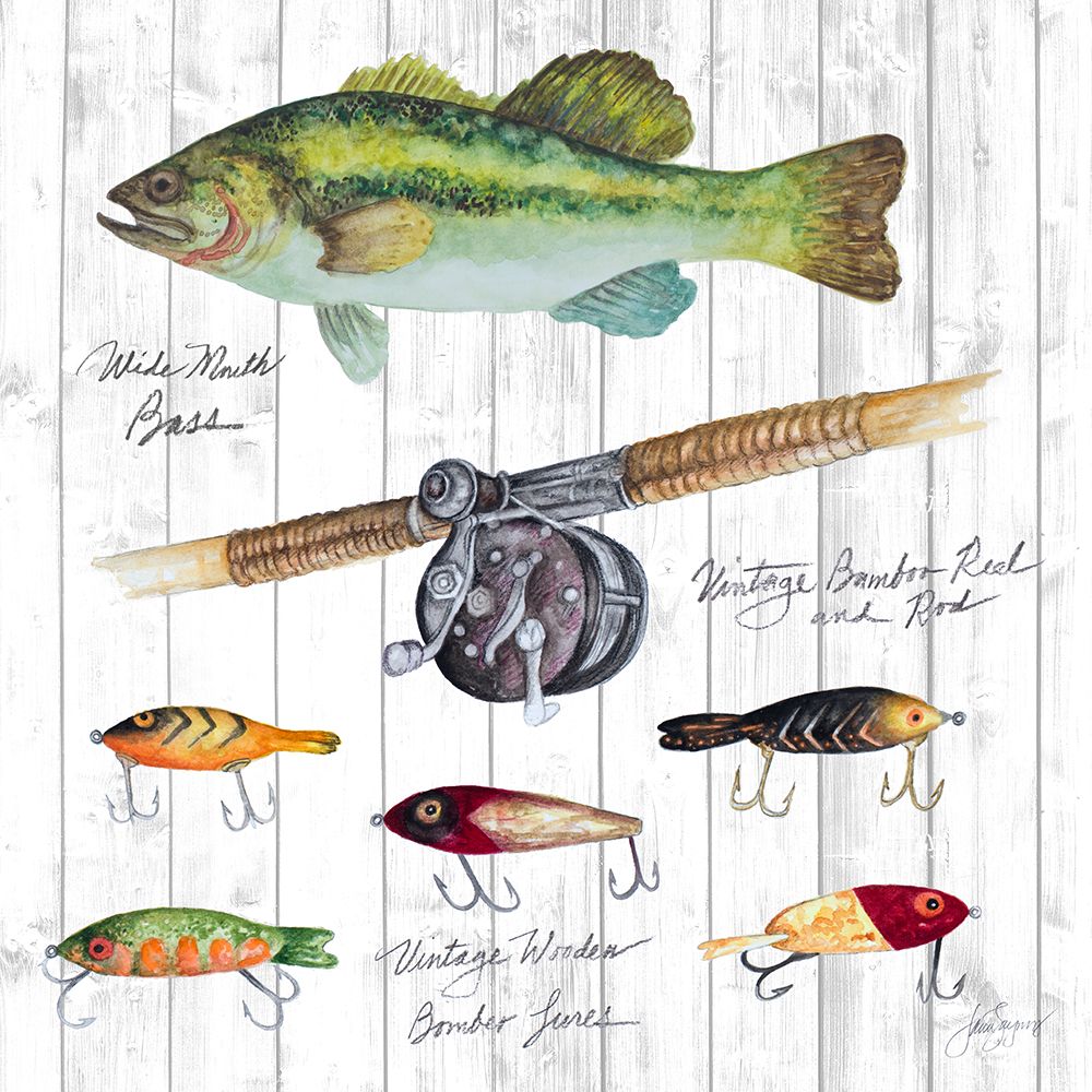 Fish and Tackle II art print by Janice Gaynor for $57.95 CAD