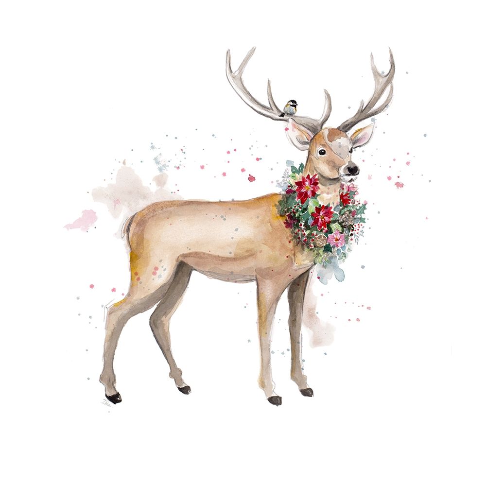 Woodland Deer with Wreath art print by Patricia Pinto for $57.95 CAD