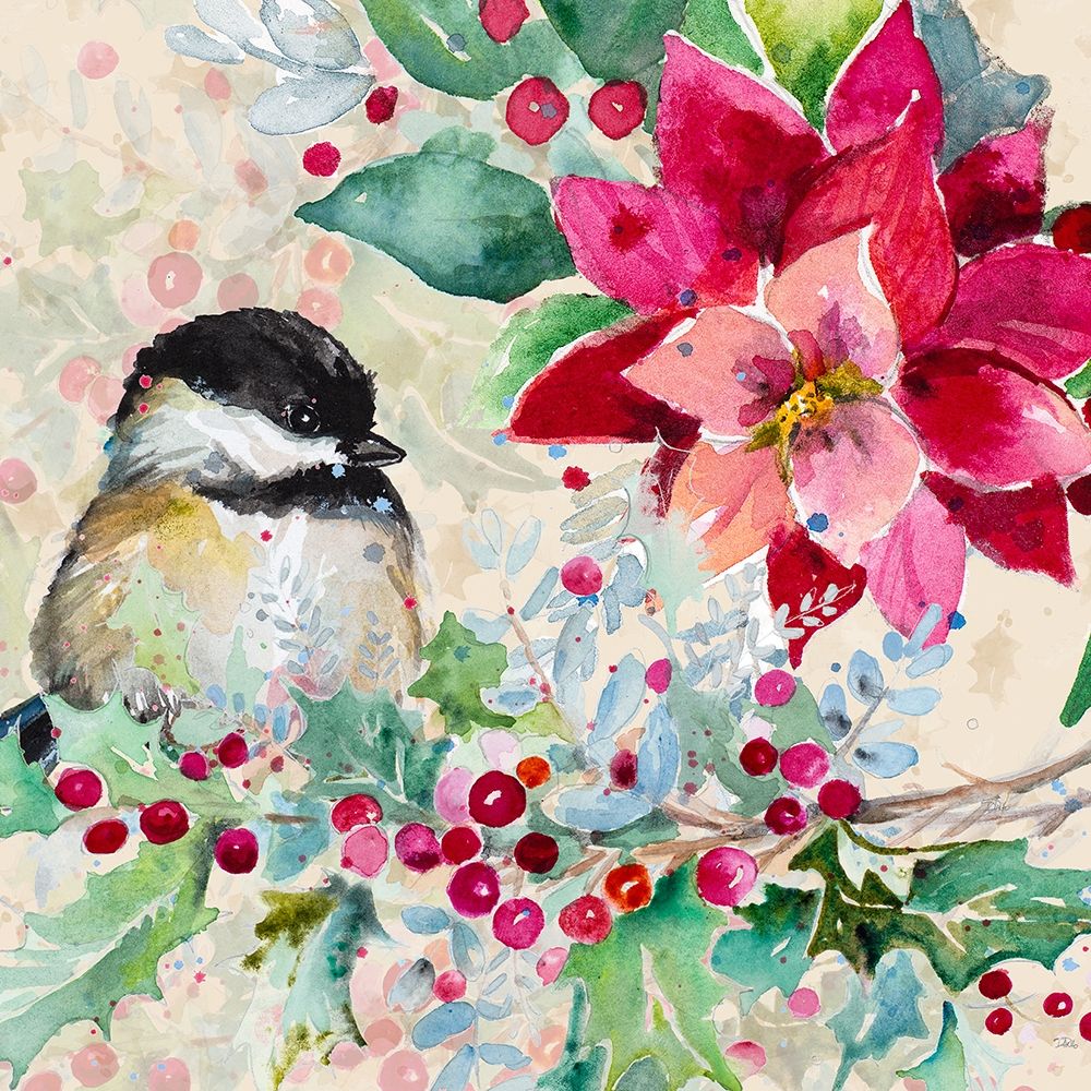 Holiday Poinsettia and Cardinal II art print by Patricia Pinto for $57.95 CAD