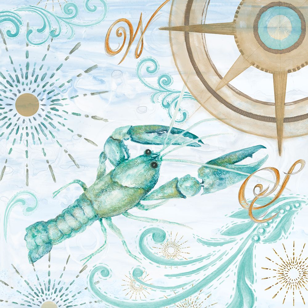 Teal Coastal Collection I art print by Janice Gaynor for $57.95 CAD