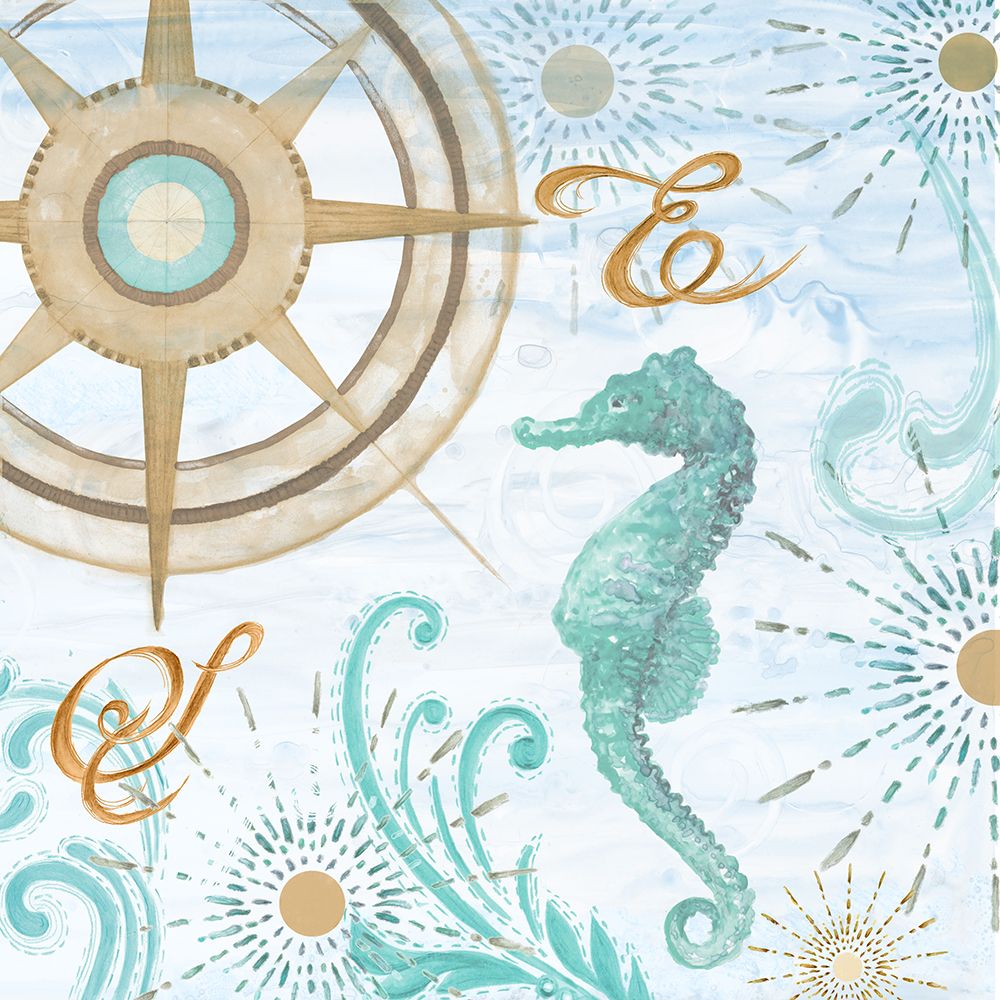 Teal Coastal Collection III art print by Janice Gaynor for $57.95 CAD