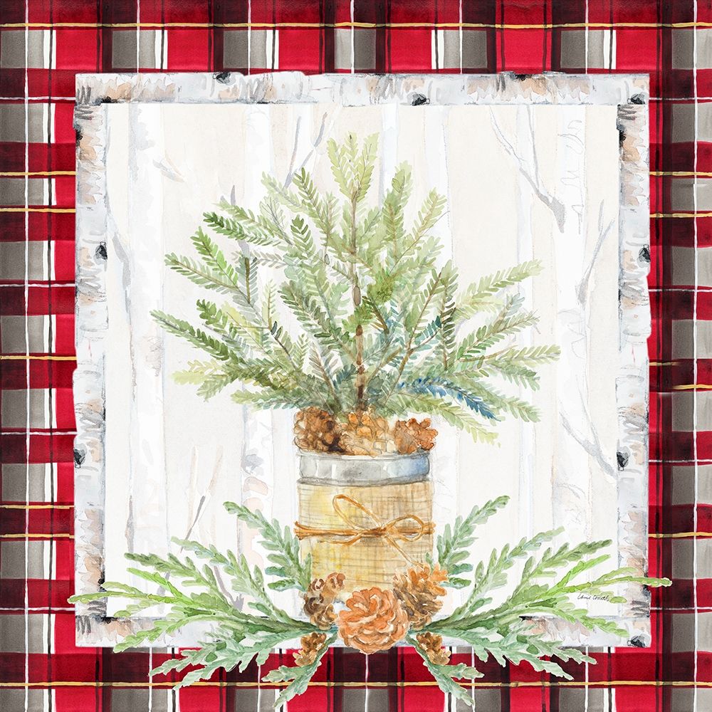 Holiday Sprig on Plaid I art print by Lanie Loreth for $57.95 CAD