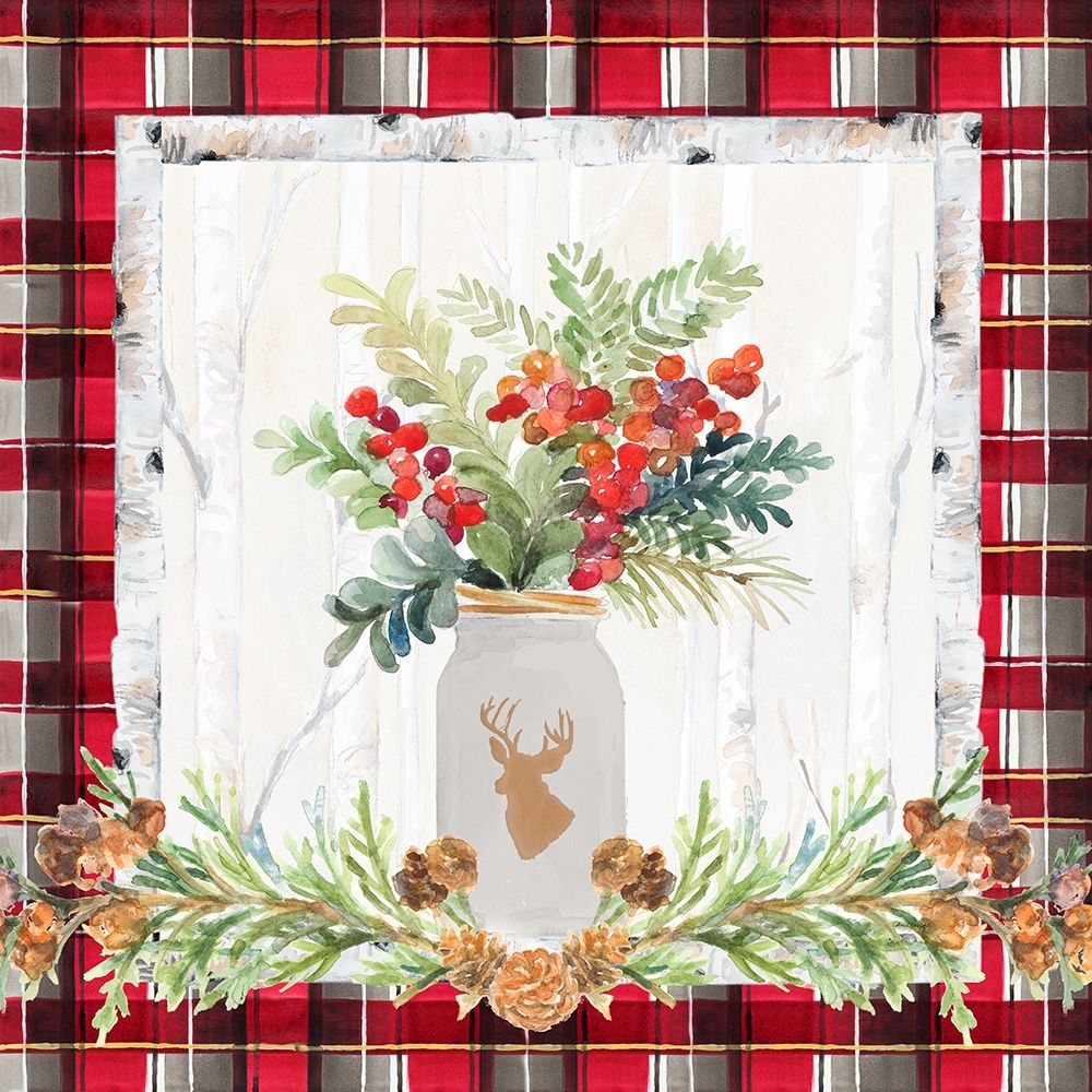 Holiday Sprig on Plaid II art print by Lanie Loreth for $57.95 CAD