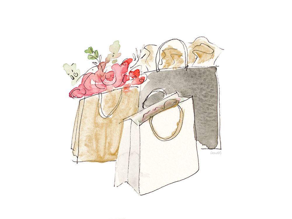 Holiday Shopping Bags II art print by Lanie Loreth for $57.95 CAD