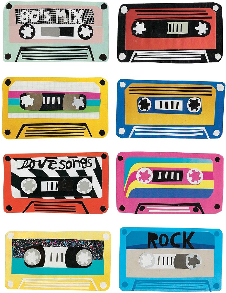 Retro Mix Tapes I art print by Jen Bucheli for $57.95 CAD