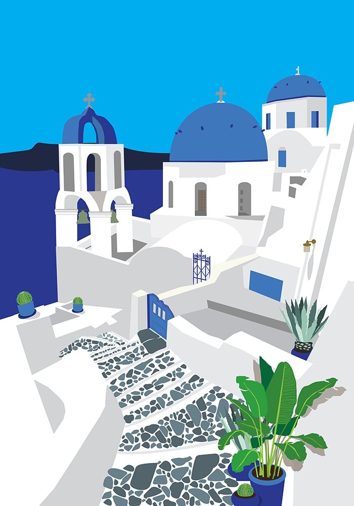 Santorini art print by Jen Bucheli for $57.95 CAD