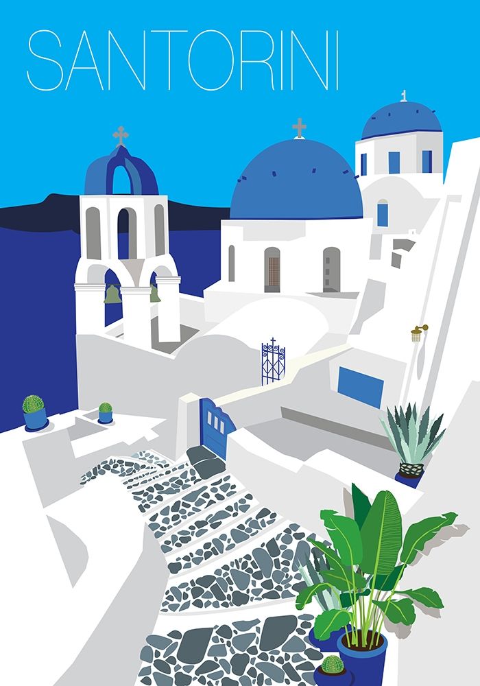 Santorini art print by Jen Bucheli for $57.95 CAD
