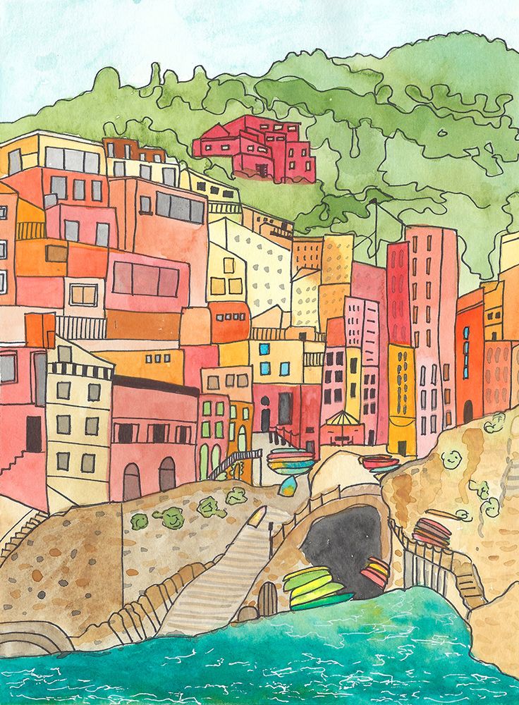 Village By The River art print by Jen Bucheli for $57.95 CAD