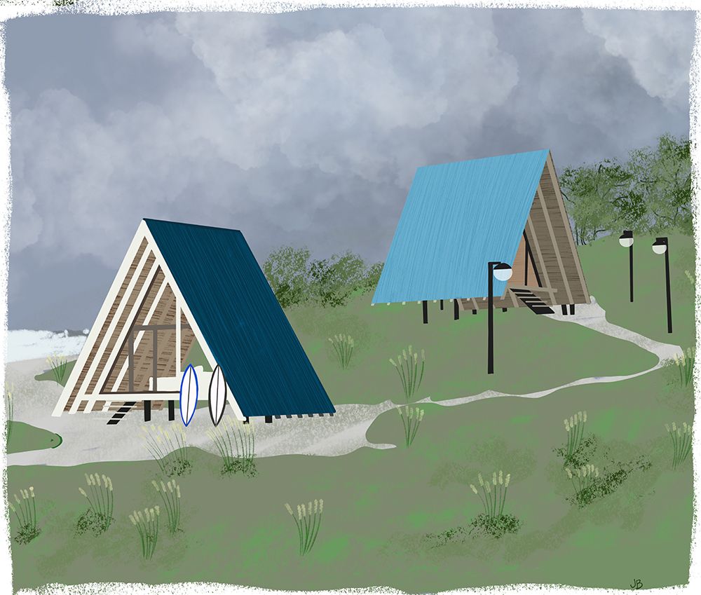 Lake Cabins At Dusk art print by Jen Bucheli for $57.95 CAD