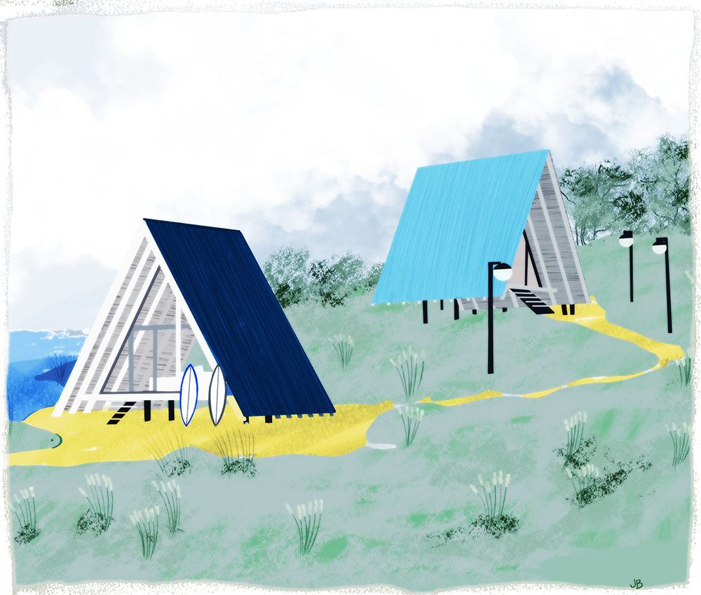 Lake Cabins At Dawn art print by Jen Bucheli for $57.95 CAD