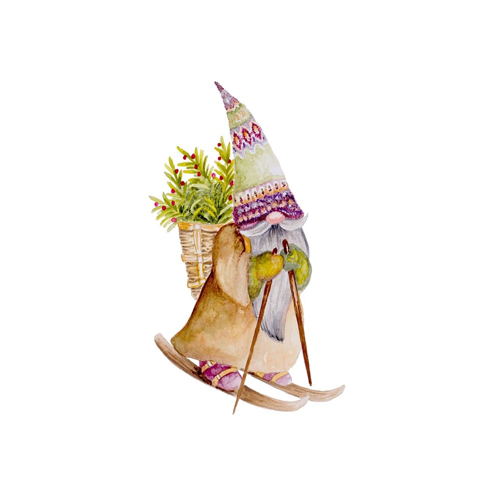 Skiing Gnome art print by Janice Gaynor for $57.95 CAD
