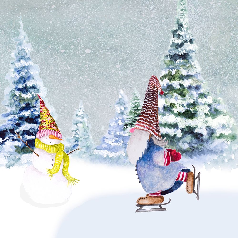Gnomes Ice Skating I art print by Janice Gaynor for $57.95 CAD